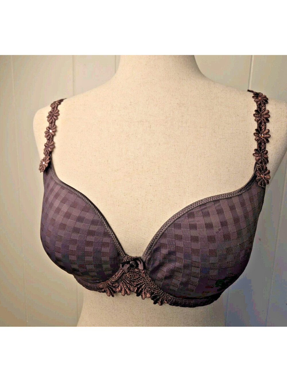 MARIE JO Multiway Bra 38C Soft Taupe Floral Sparkle Straps 0100416